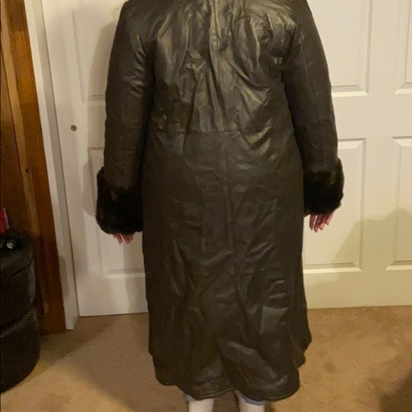 Women’s Reversible Faux Fur/Leather Brown Coat - Picture 2 of 5